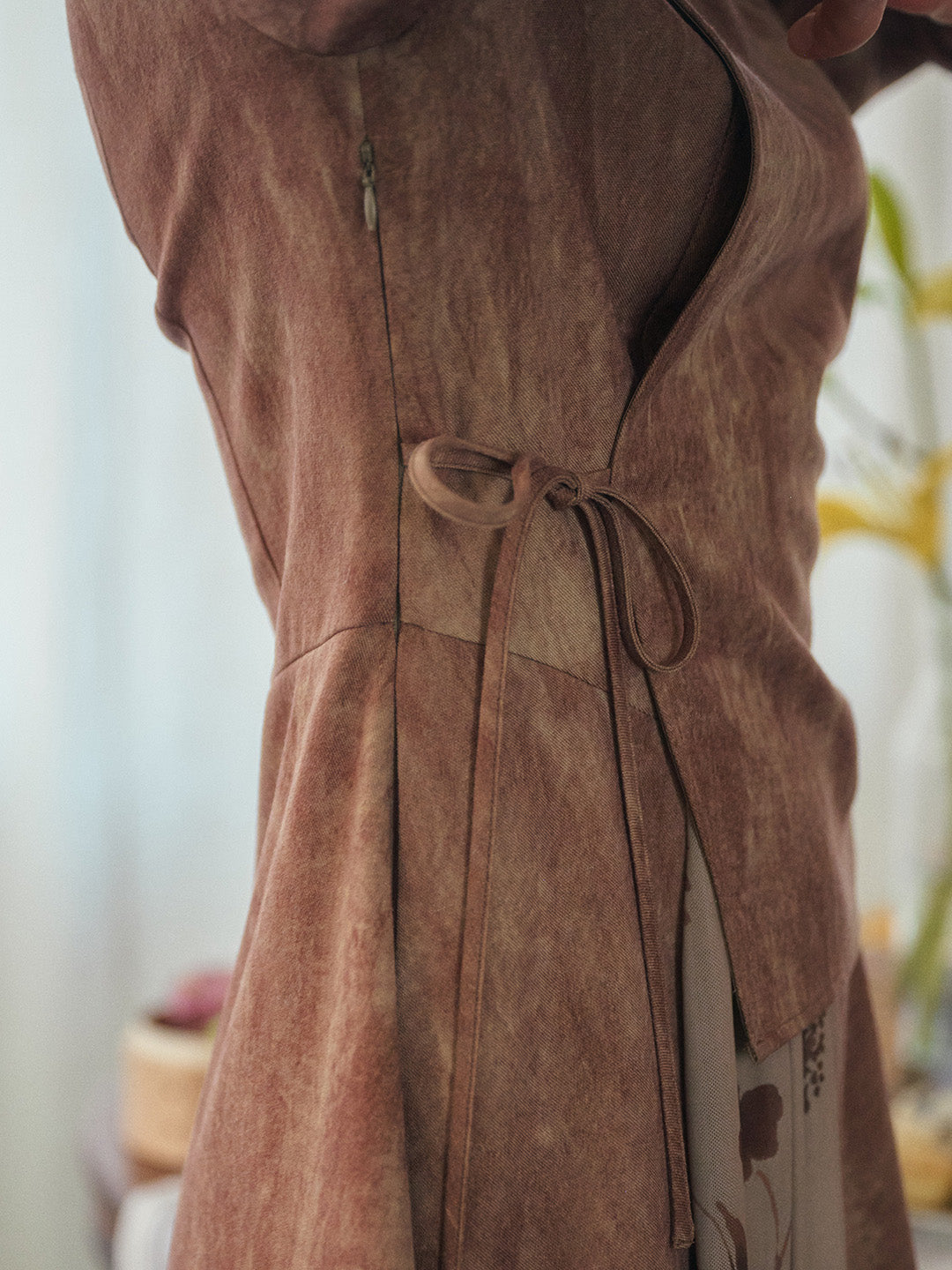 Mira Mandarin Collar Layered Floral Linen Dress