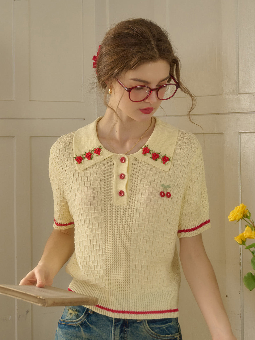 【Final Sale】Ariana Round Neck Embroidery Top