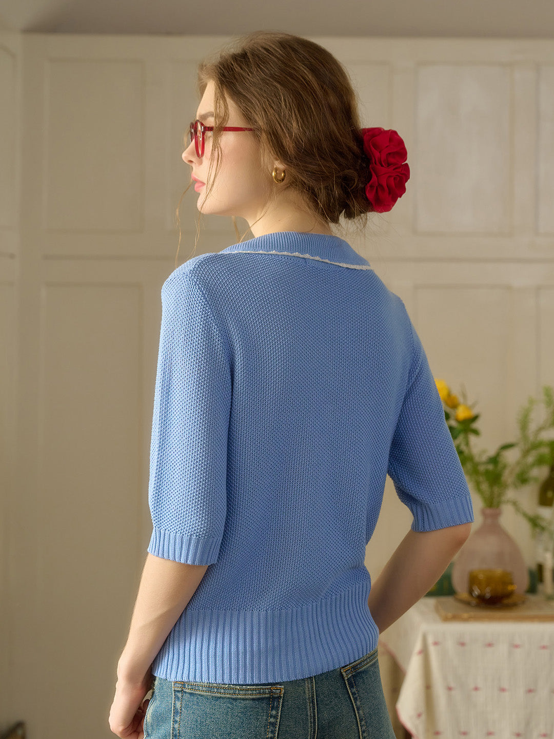 【Final Sale】Cora Round Neck Embroidery Cardigan