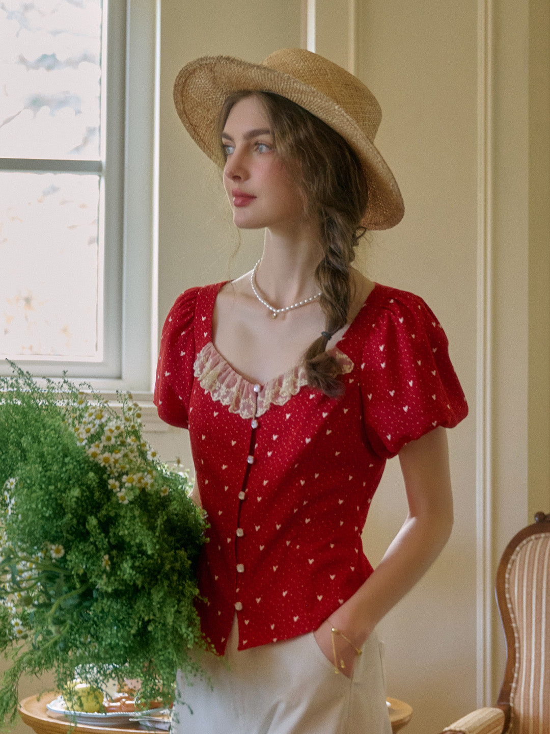 Square Neck Paisley Lace Top