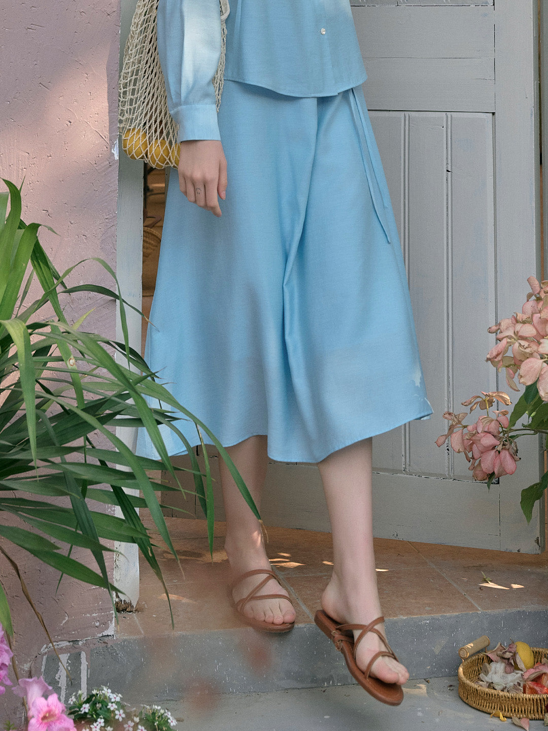 【Final Sale】Zariah Skin-Friendly Wool Skirt- Blue
