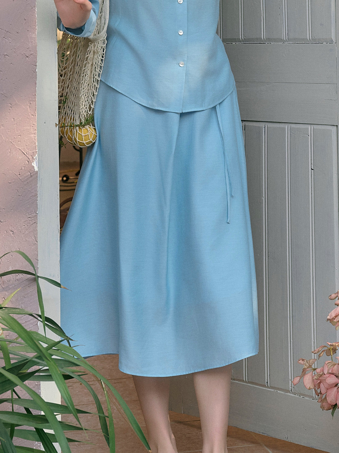 【Final Sale】Zariah Skin-Friendly Wool Skirt- Blue