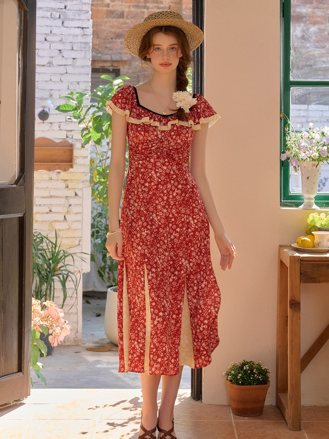【Final Sale】Birdie Round Neck Floral Dress