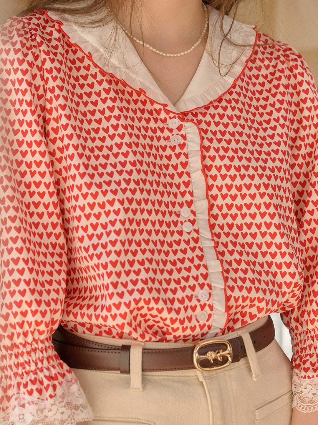 【Final Sale】Yoyo V-Neck Heartcore Blouse