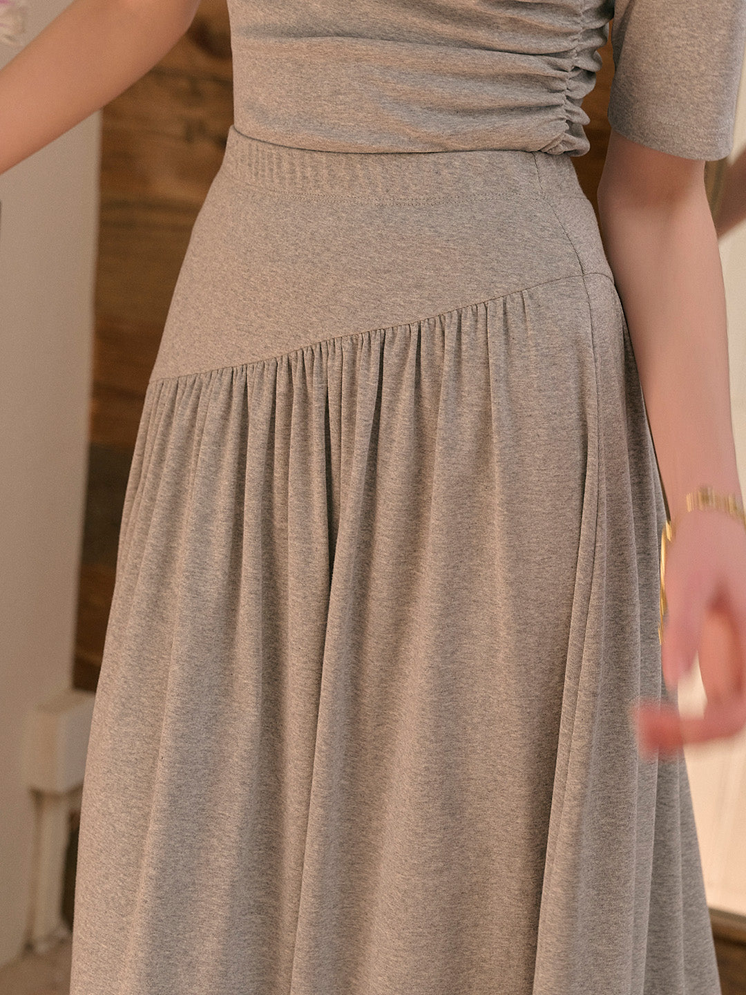 【Final Sale】Indigo A-Line Elastic Skirt