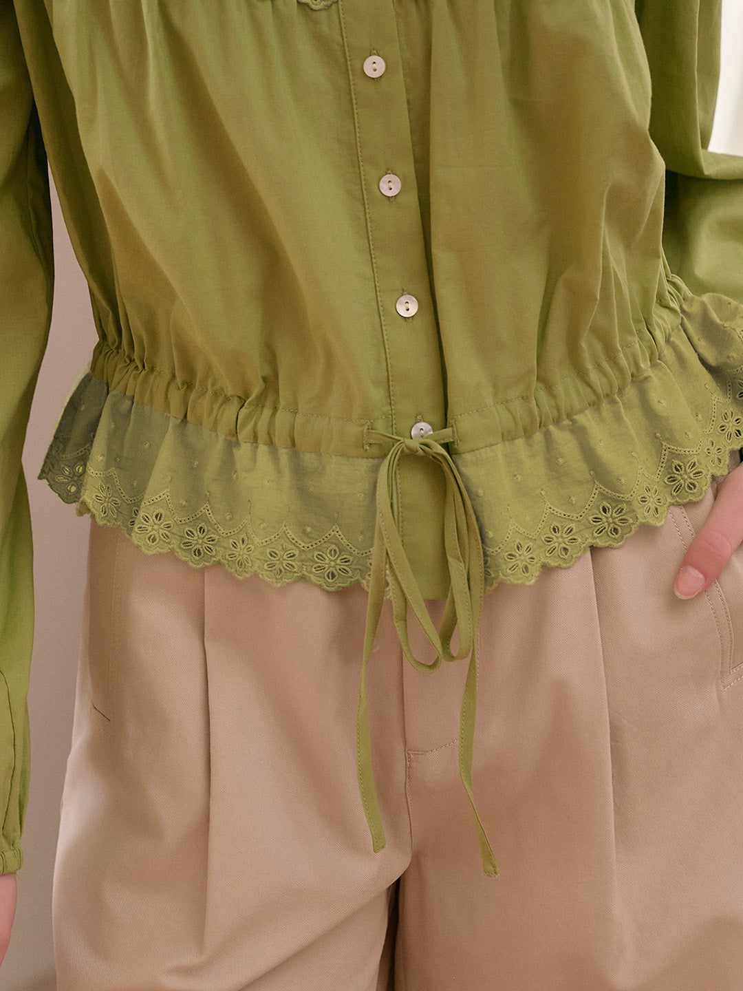 【Final Sale】Mallory Round Neck Lace Blouse