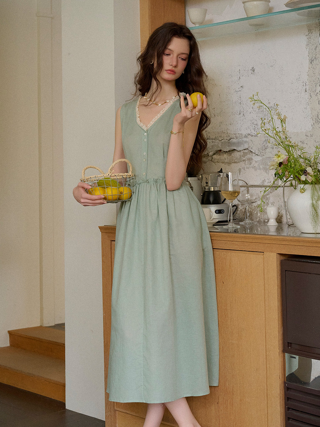 Irene Round Neck Waist Sleeveless Dress Irene Round Neck Waist Sleeveless Dress