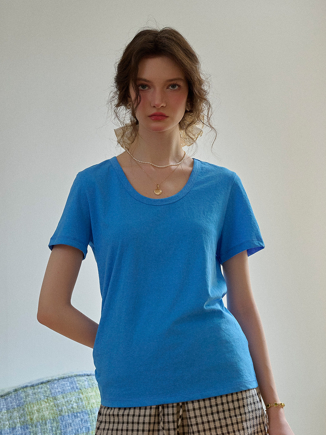 Maisie Simple Round Neck Top - Pink