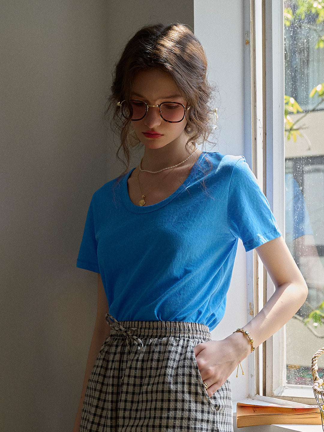 Maisie Simple Round Neck Top - Pink