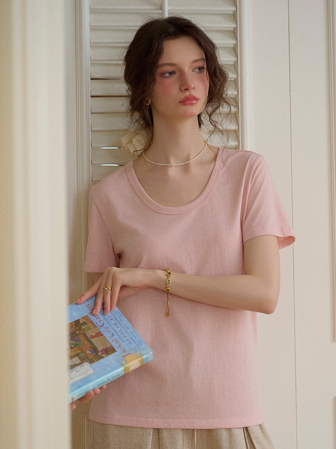 Maisie Simple Round Neck Top - Pink