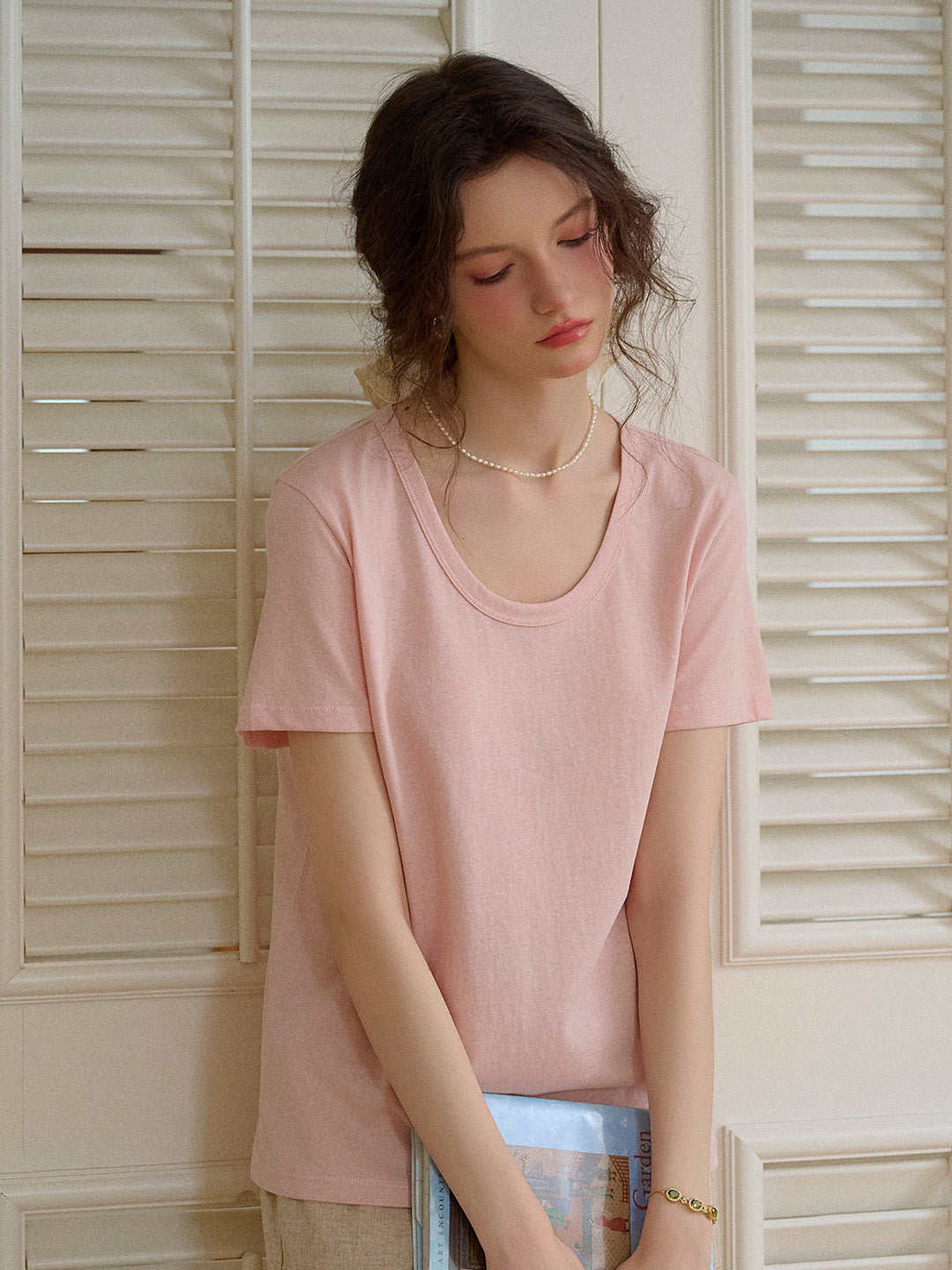 Maisie Simple Round Neck Top - Pink