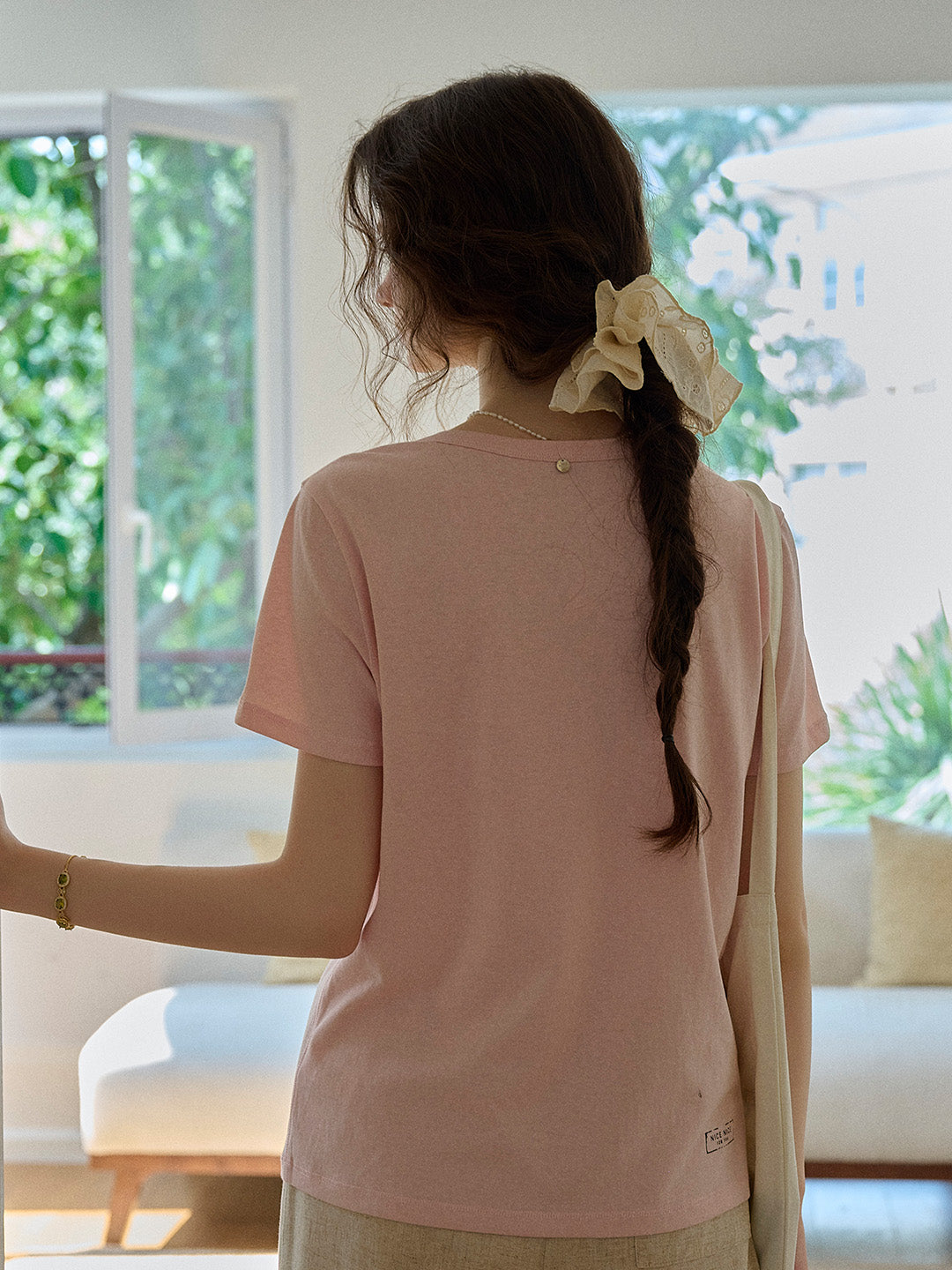 Maisie Simple Round Neck Top - Pink