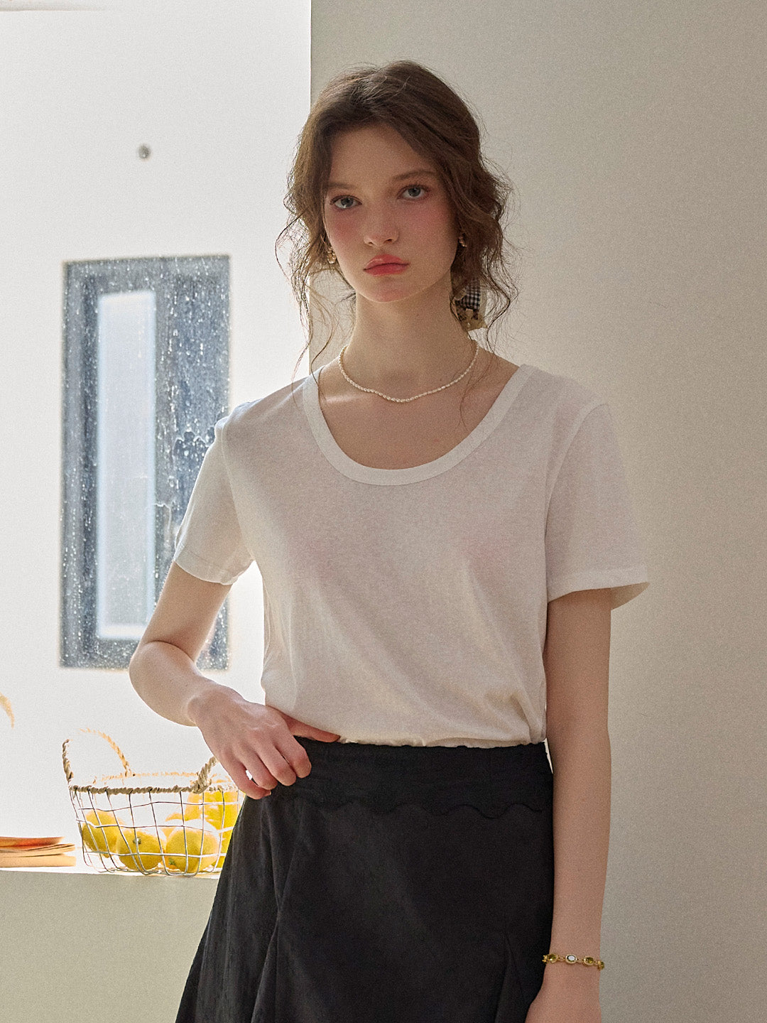 Maisie Simple Round Neck Top - Pink