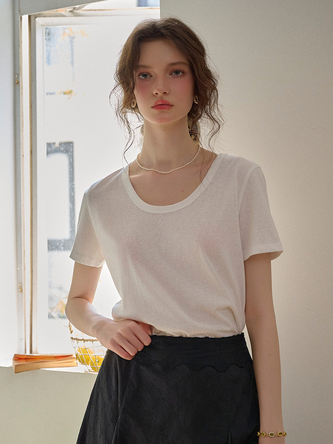 Maisie Simple Round Neck Top - Pink
