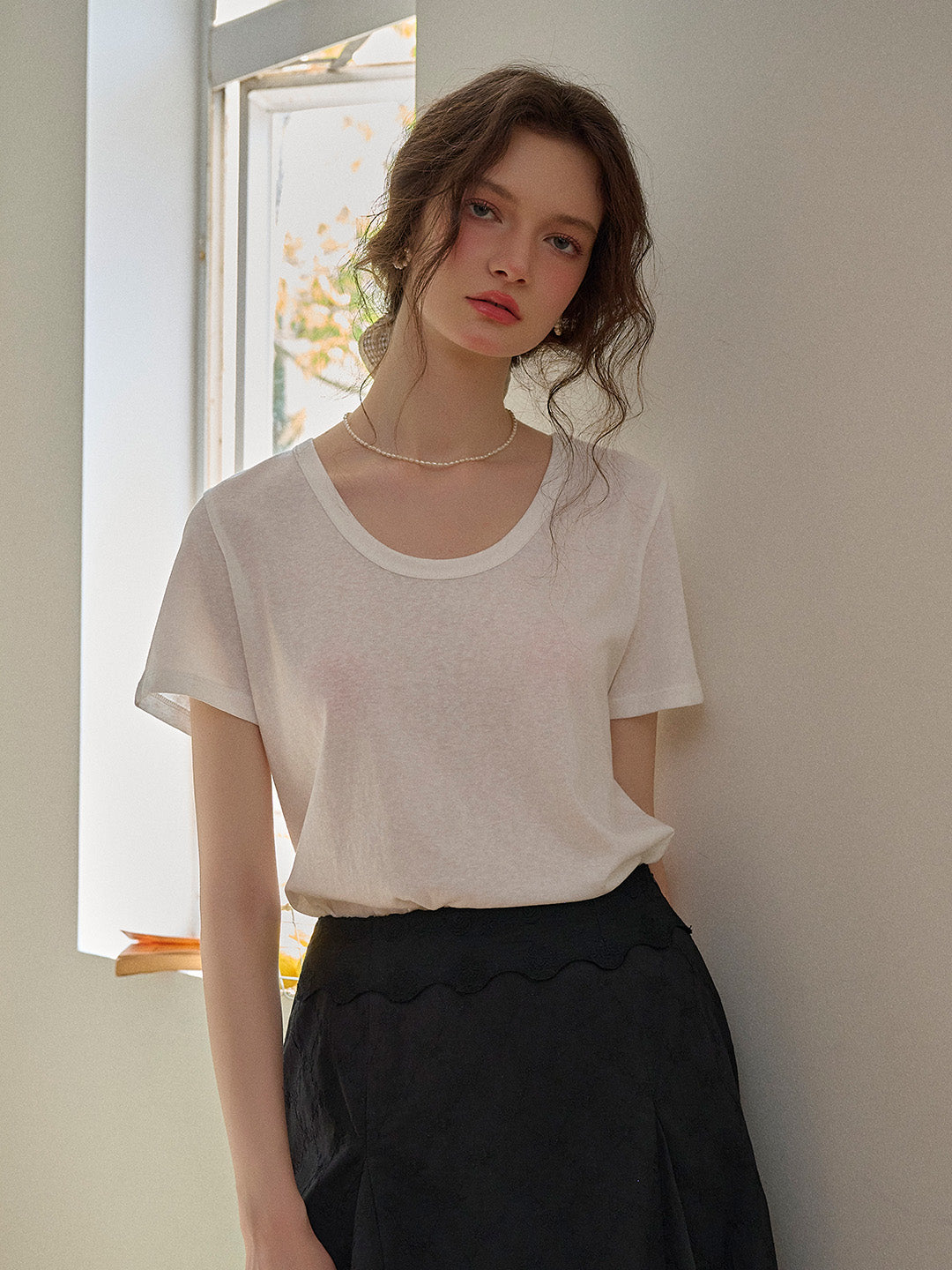 Maisie Simple Round Neck Top - Pink