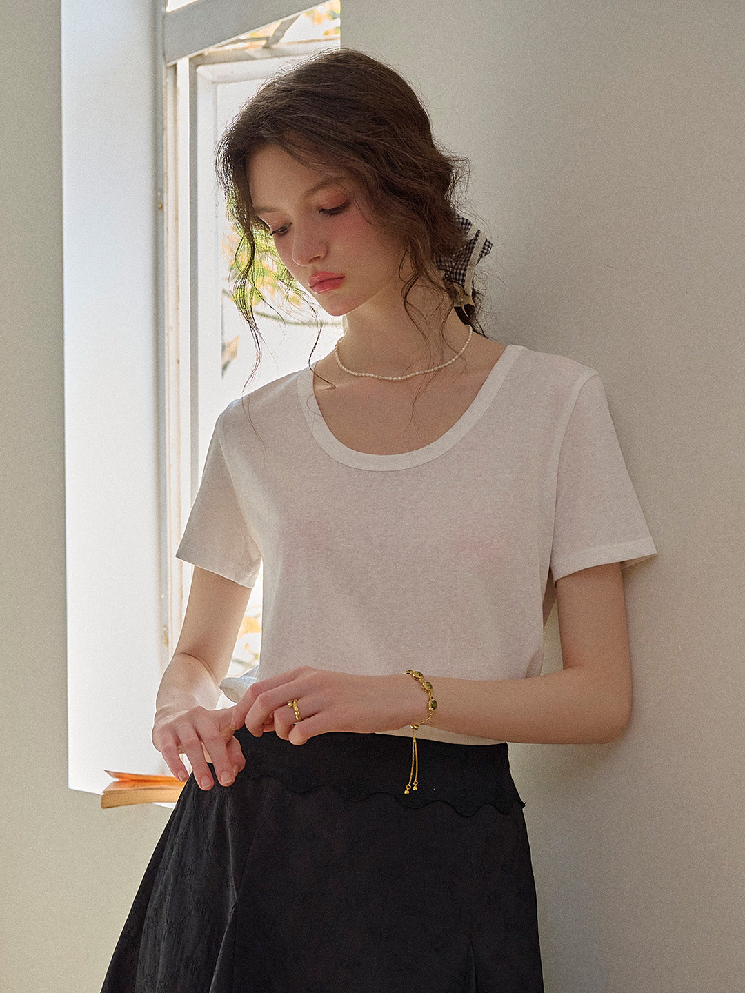 Maisie Simple Round Neck Top - Pink