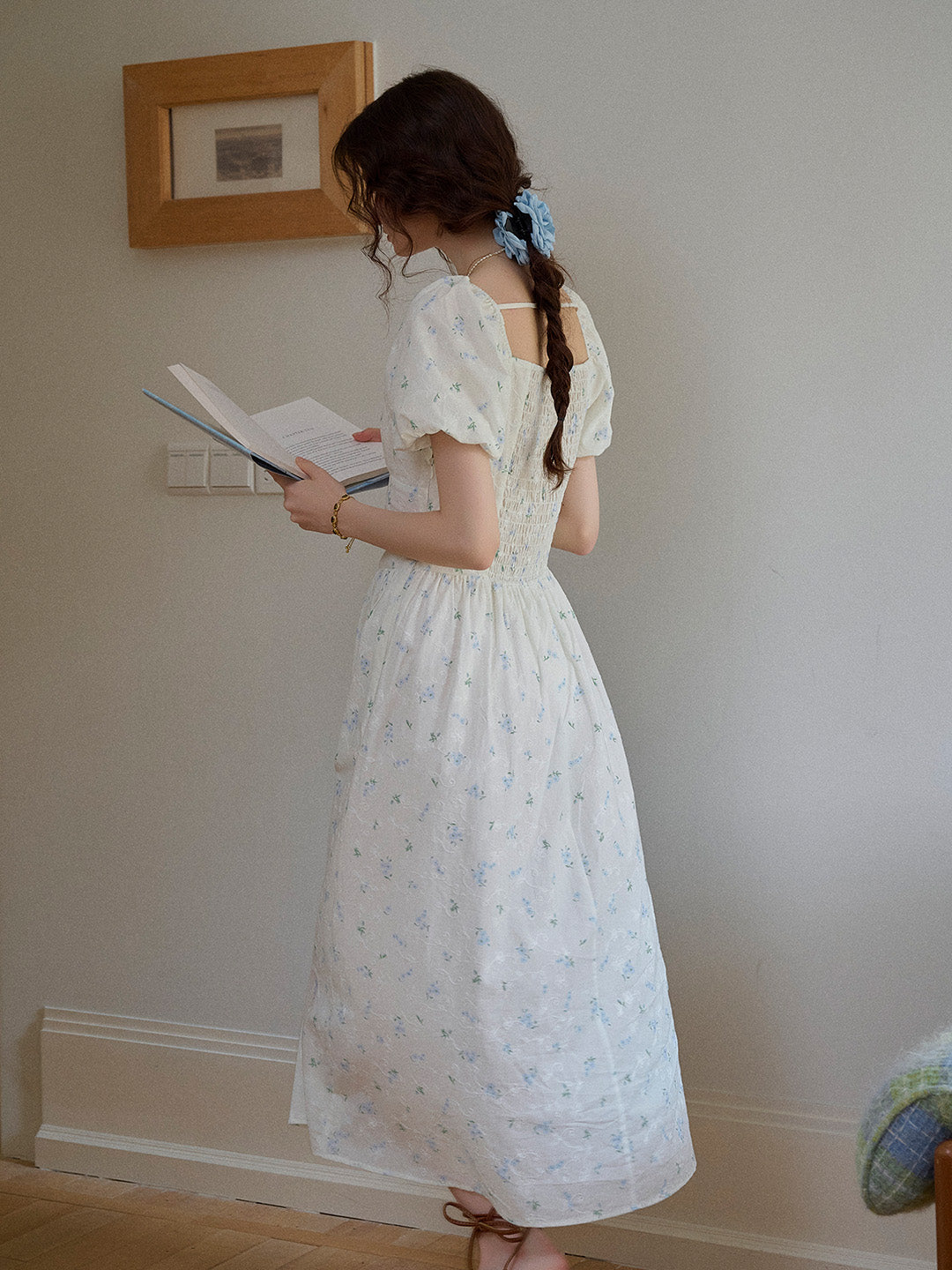 【Final Sale】Lara Square Neck Floral 100% Cotton Dress