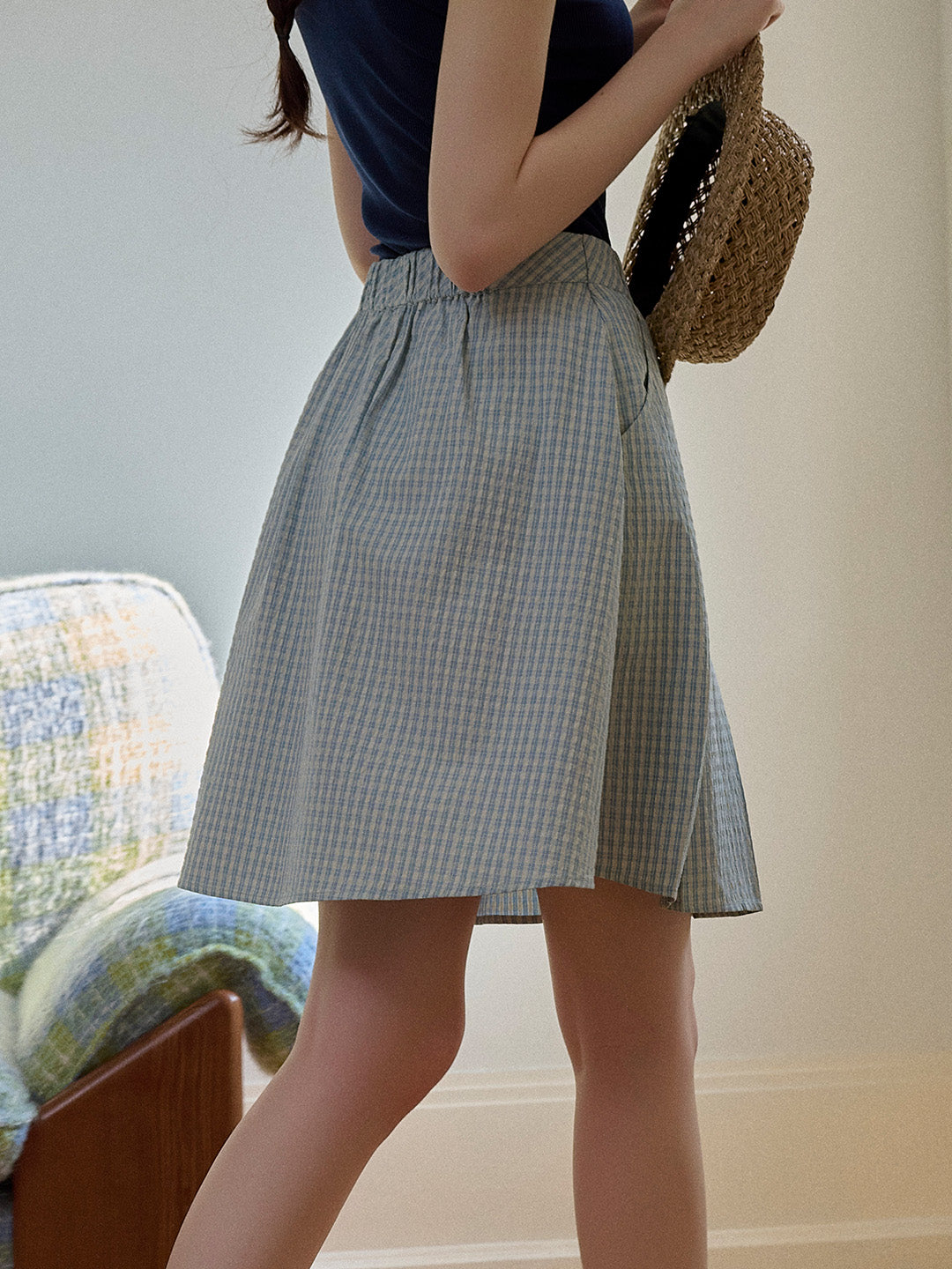 【Final Sale】Marigold Plaid Pocket Pleated Skirt