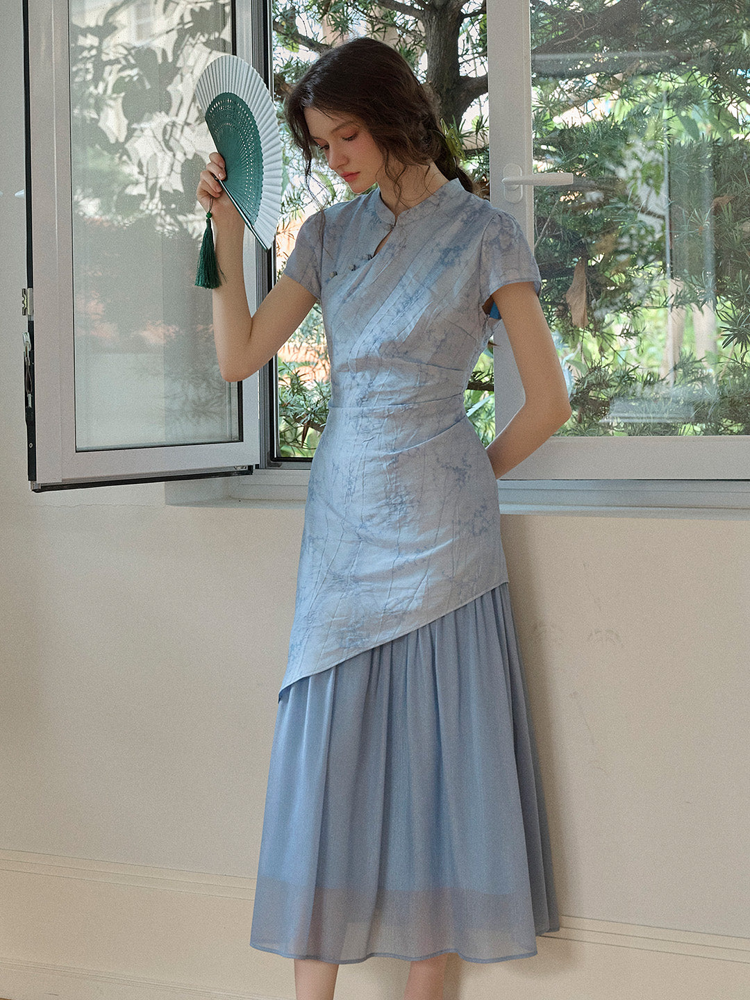 Phaedra Mandarin Collar New Chinese Style Patchwork Dress