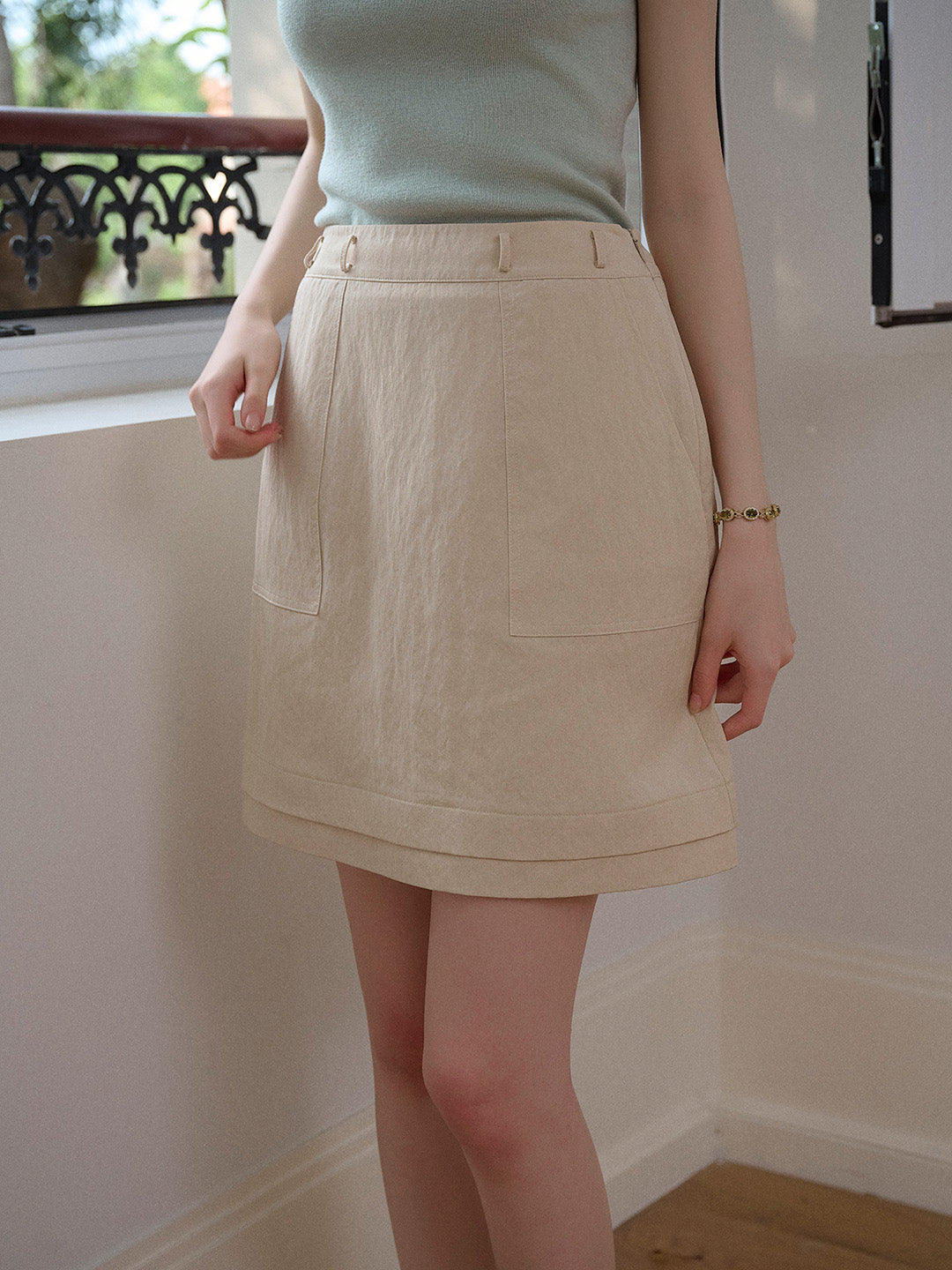 【Final Sale】Dove A-Line Pocket Skirt