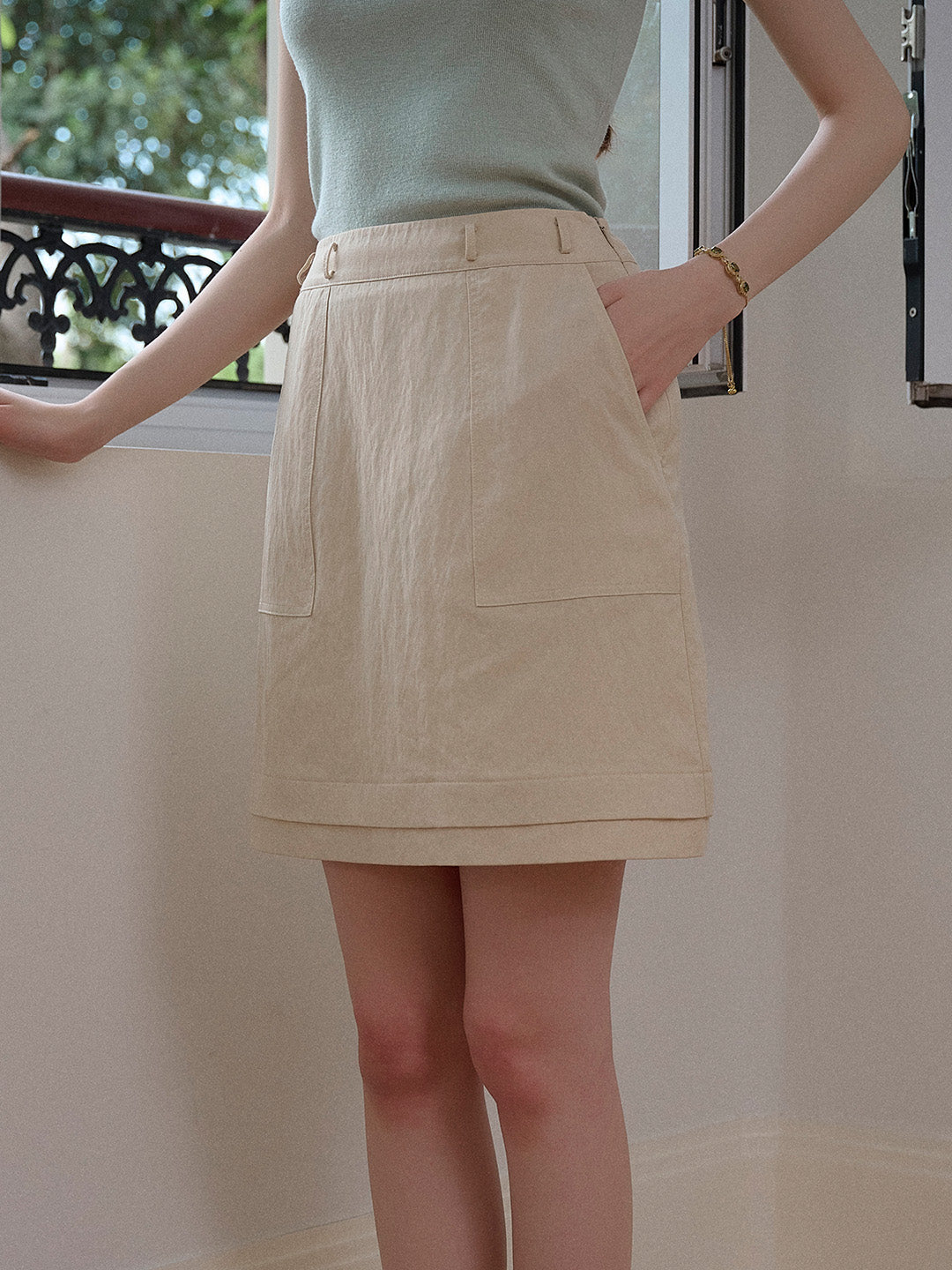 【Final Sale】Dove A-Line Pocket Skirt