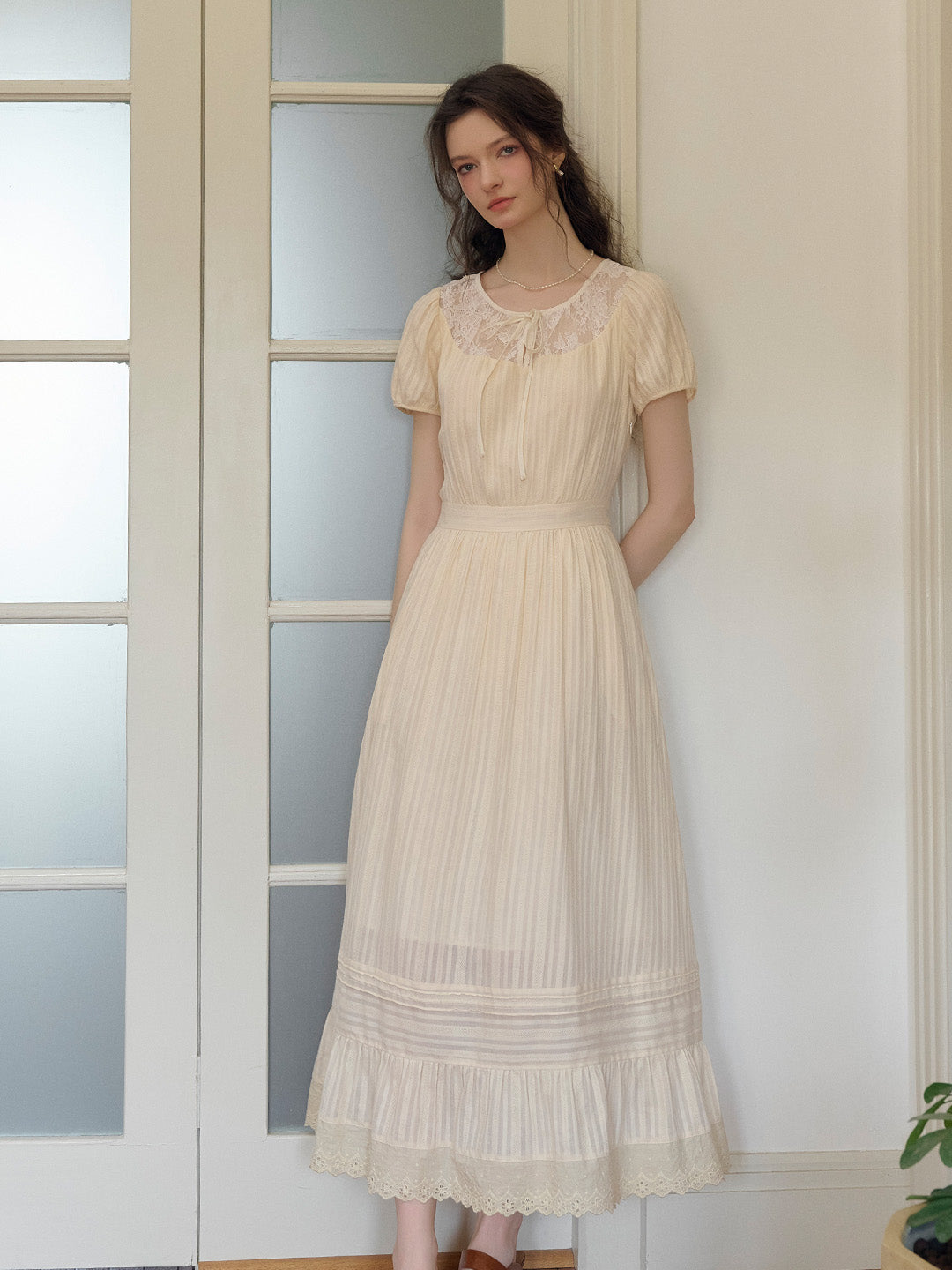 Elliott Round Neck Lace Tie 100% Cotton Dress