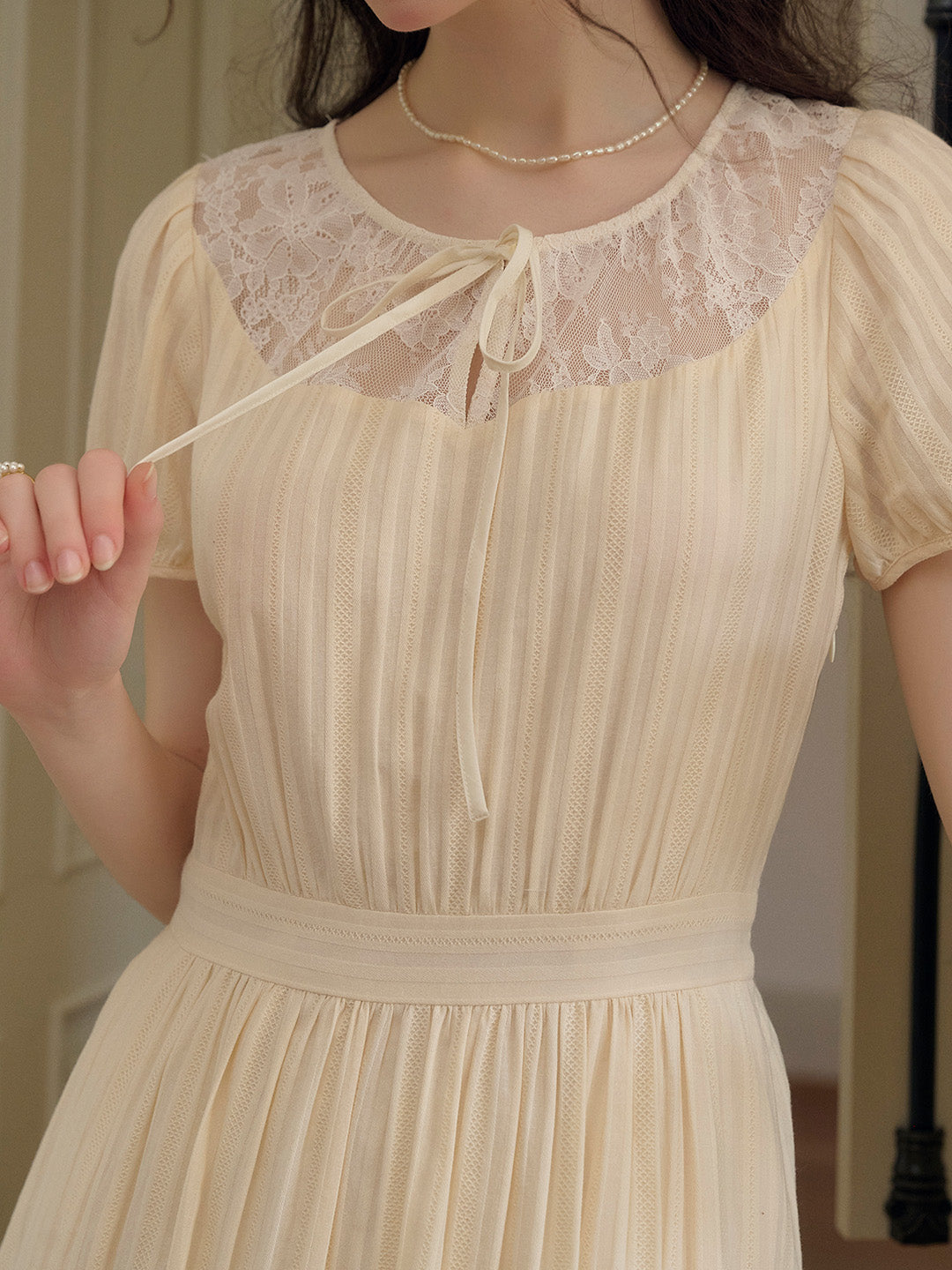 Elliott Round Neck Lace Tie 100% Cotton Dress