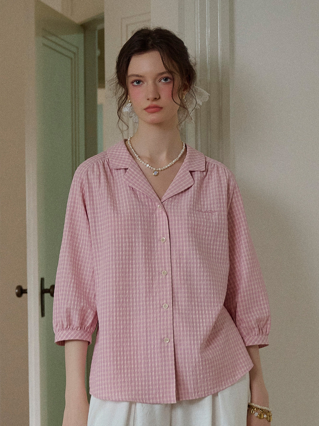 【Final Sale】Isabella Laple SR Logo Plaid Shirt