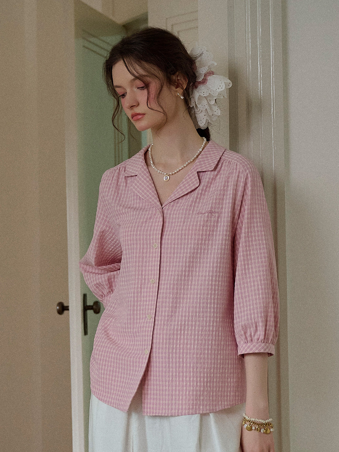 【Final Sale】Isabella Laple SR Logo Plaid Shirt