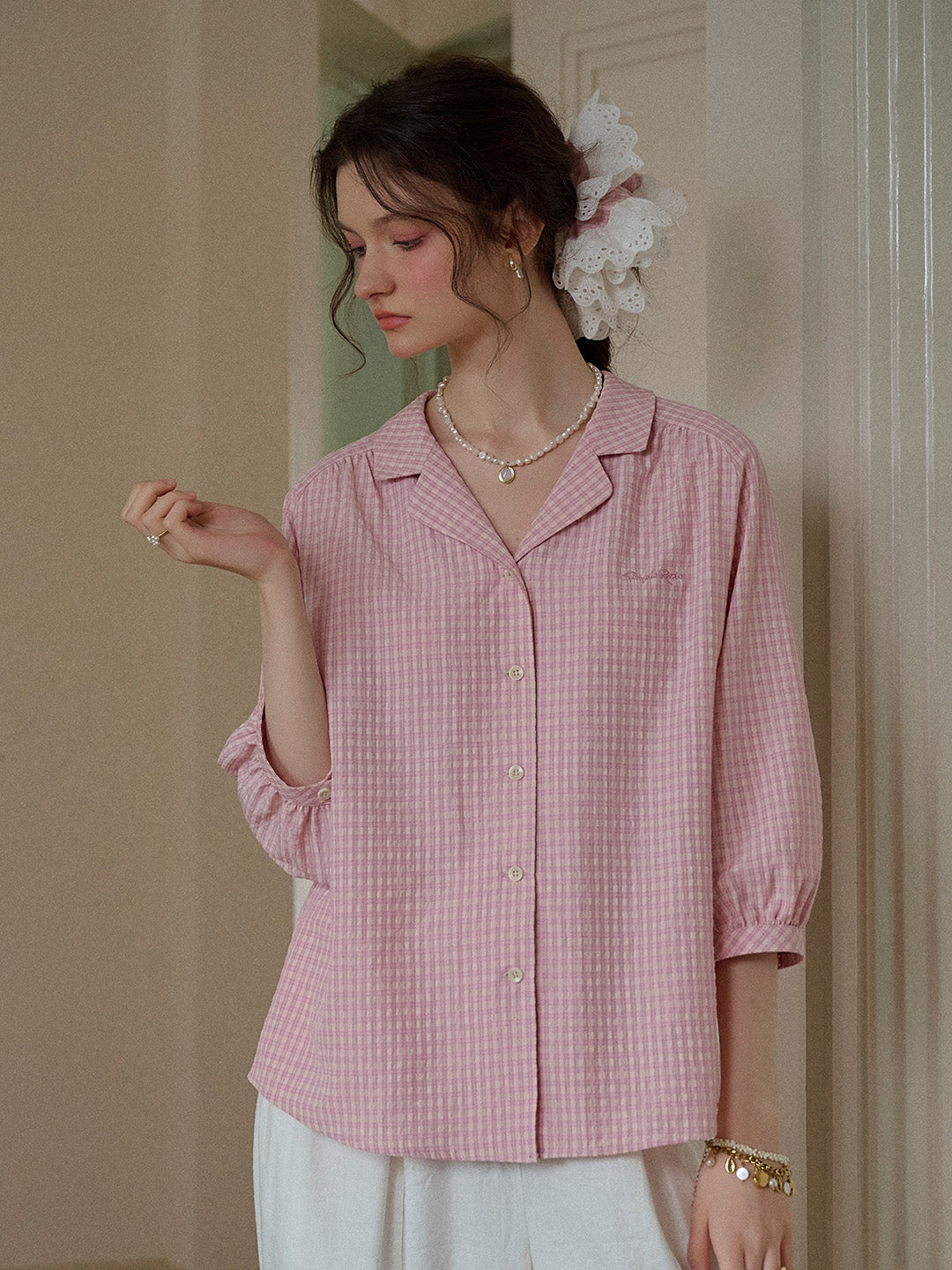 【Final Sale】Isabella Laple SR Logo Plaid Shirt