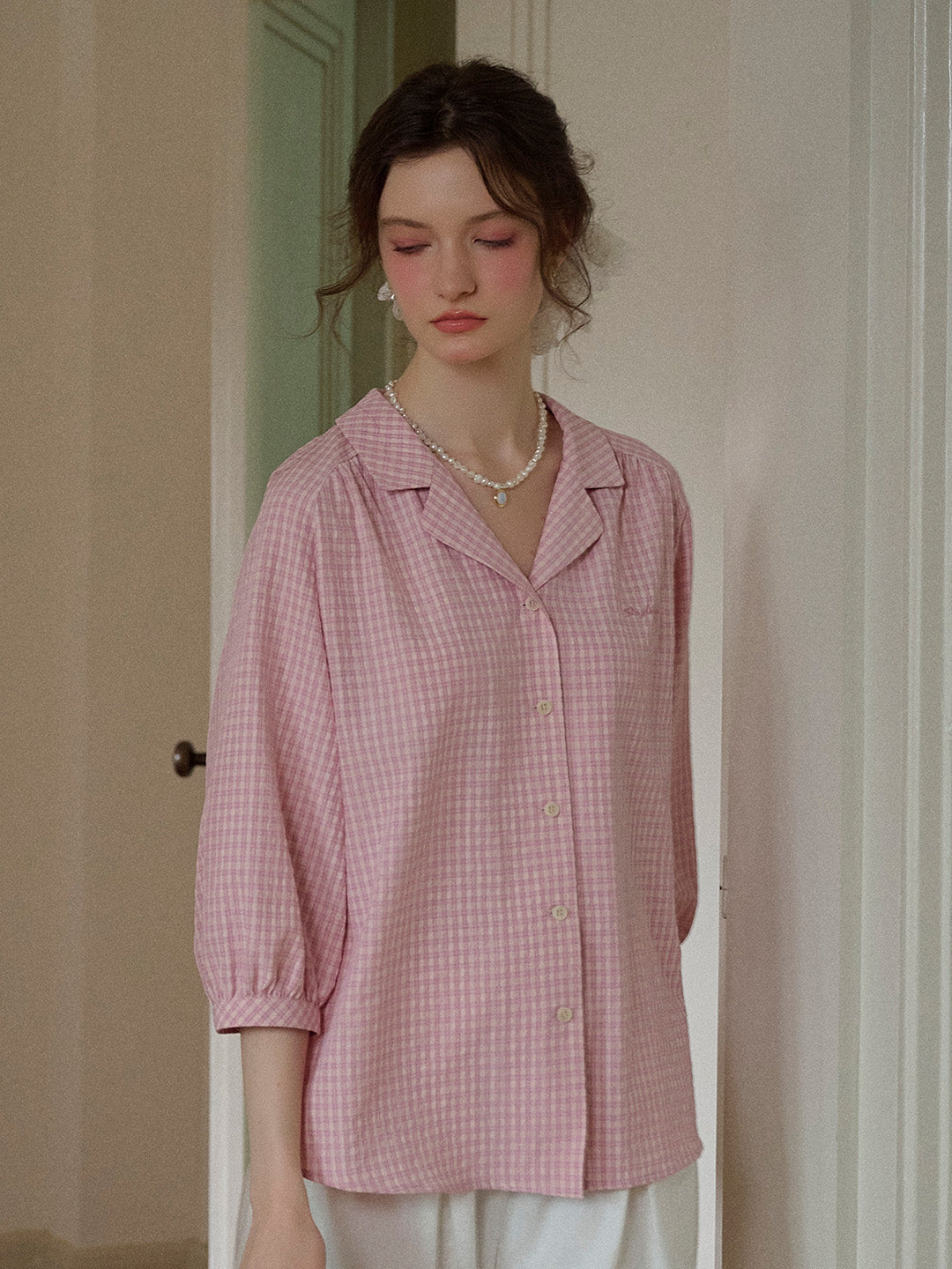【Final Sale】Isabella Laple SR Logo Plaid Shirt