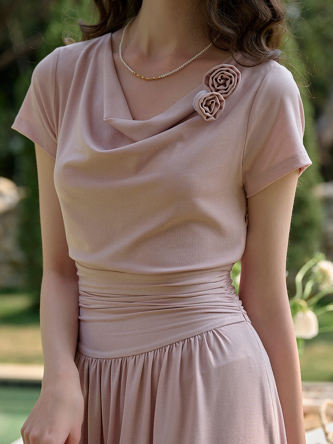 Briar Cowl Neck 3D Rose Dress