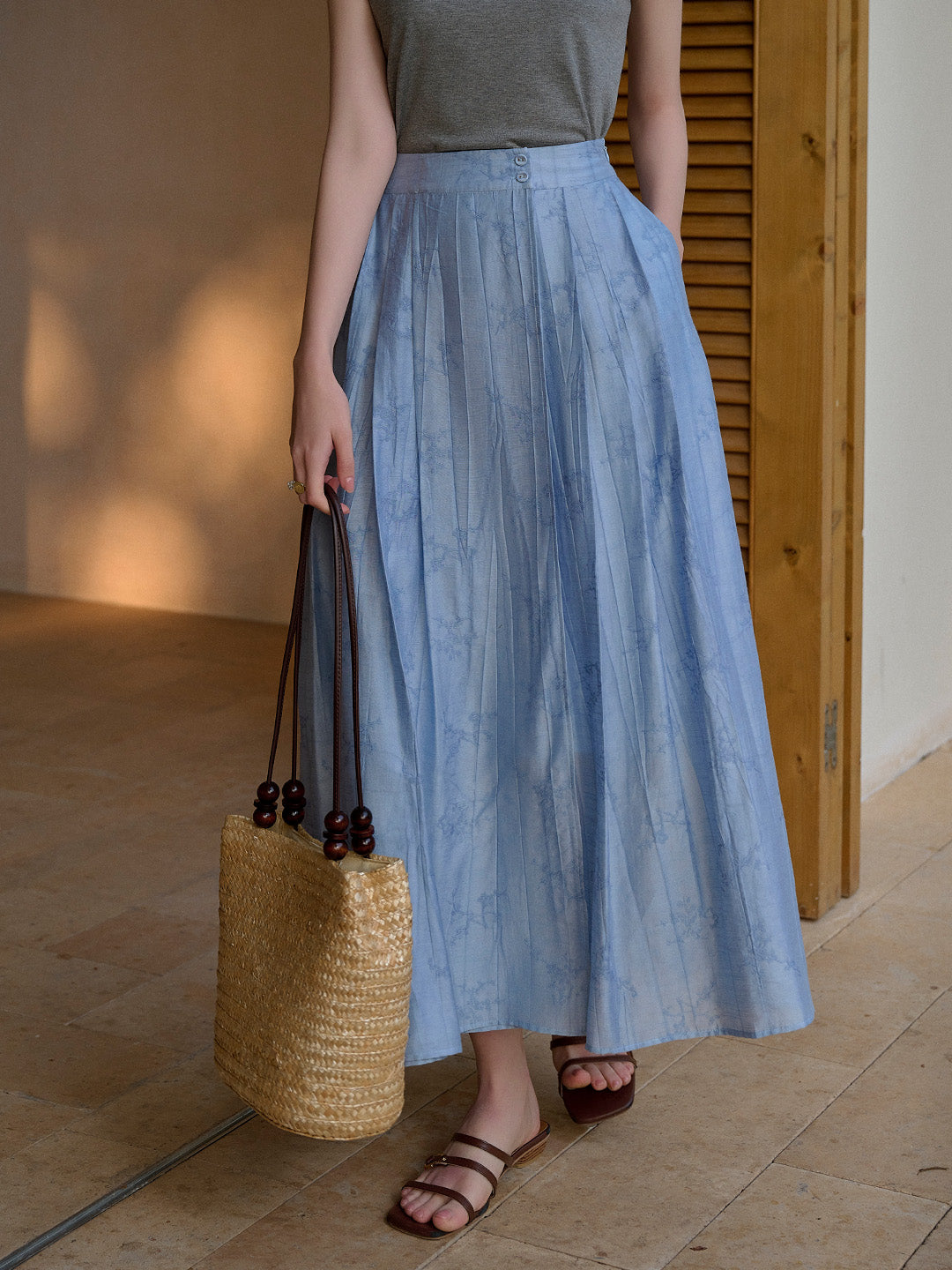 Peyton Pleated Midi Skirt