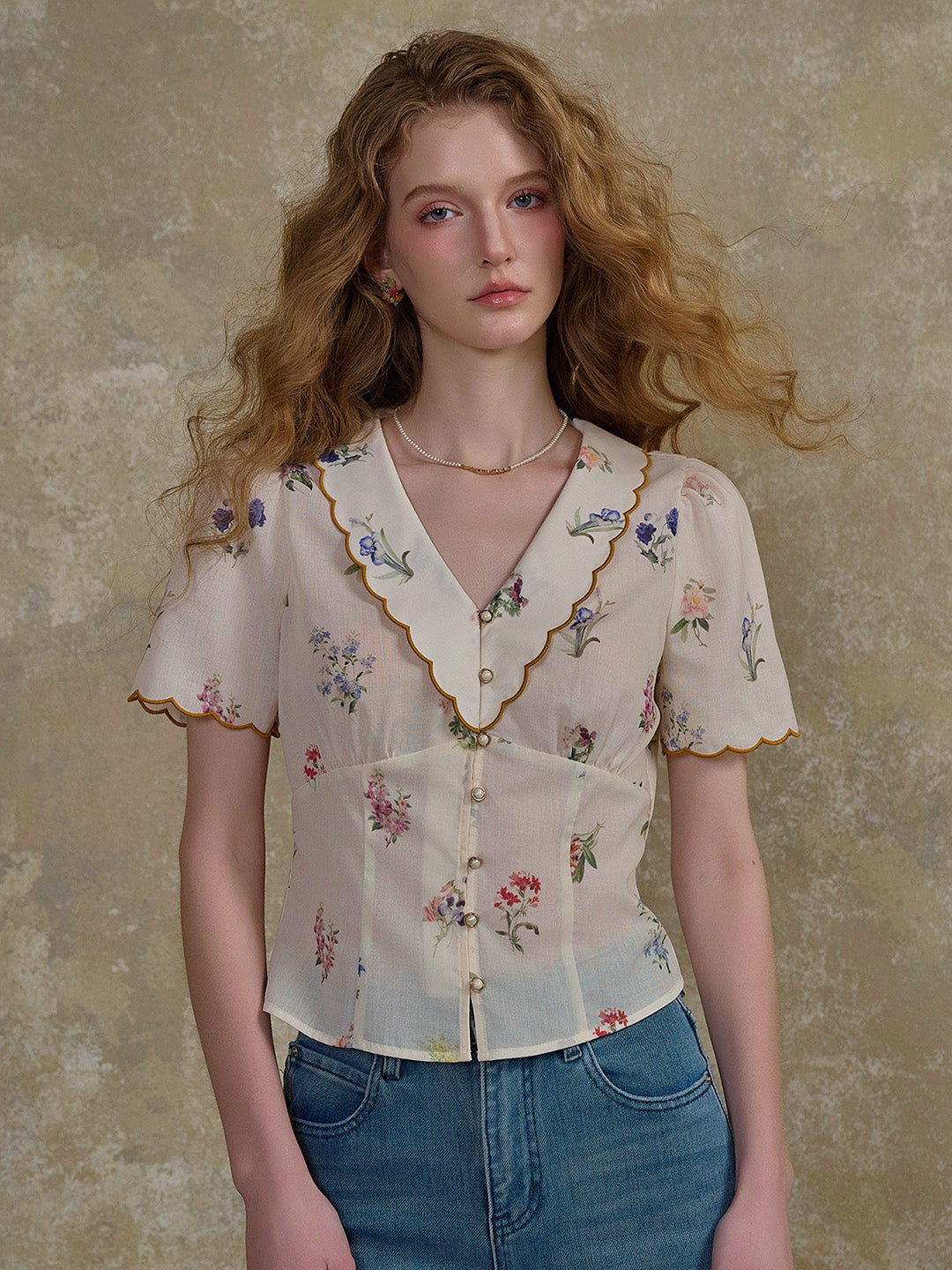 【Final Sale】Raven V-Neck Floral 100% Cotton Blouse