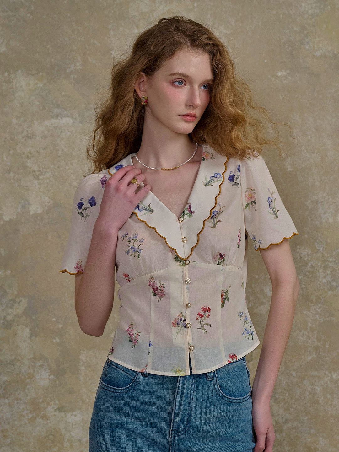 【Final Sale】Raven V-Neck Floral 100% Cotton Blouse