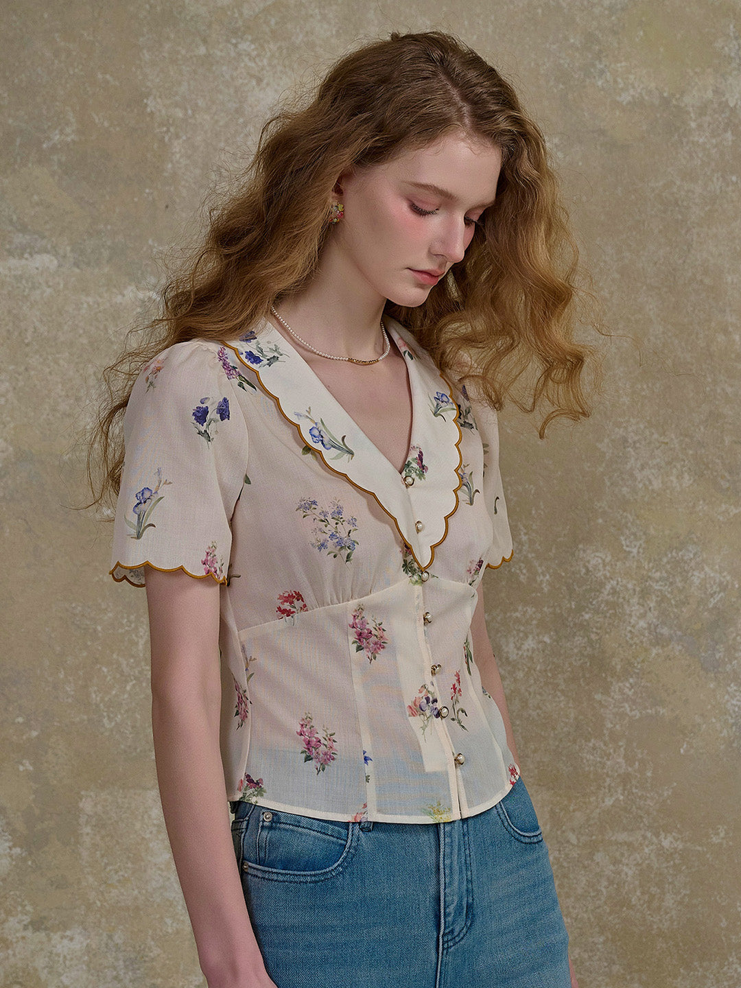 【Final Sale】Raven V-Neck Floral 100% Cotton Blouse