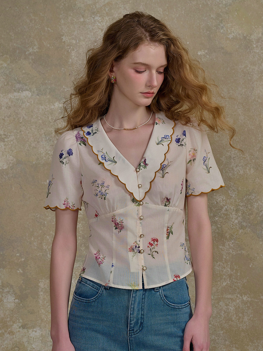 【Final Sale】Raven V-Neck Floral 100% Cotton Blouse