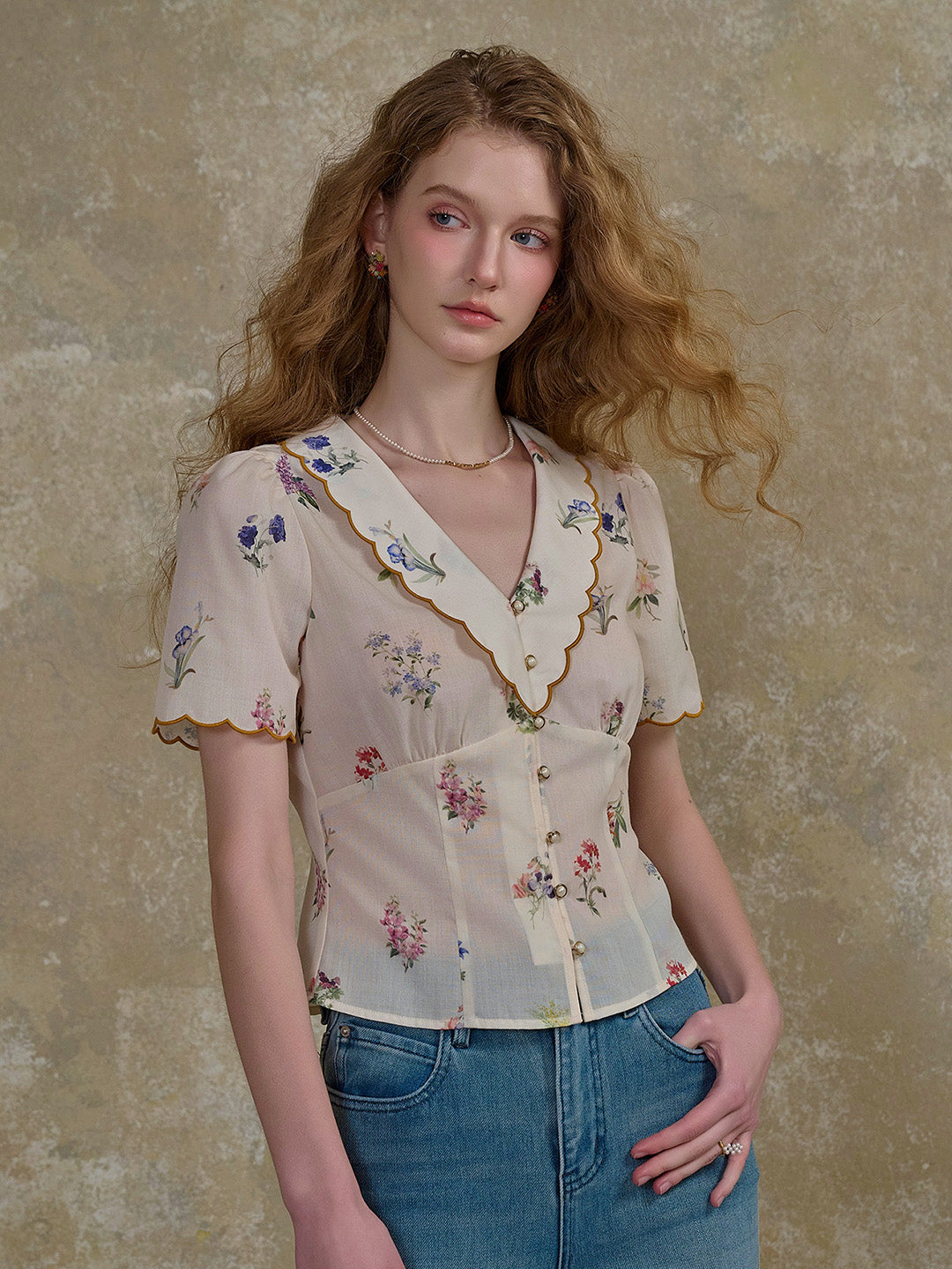 【Final Sale】Raven V-Neck Floral 100% Cotton Blouse