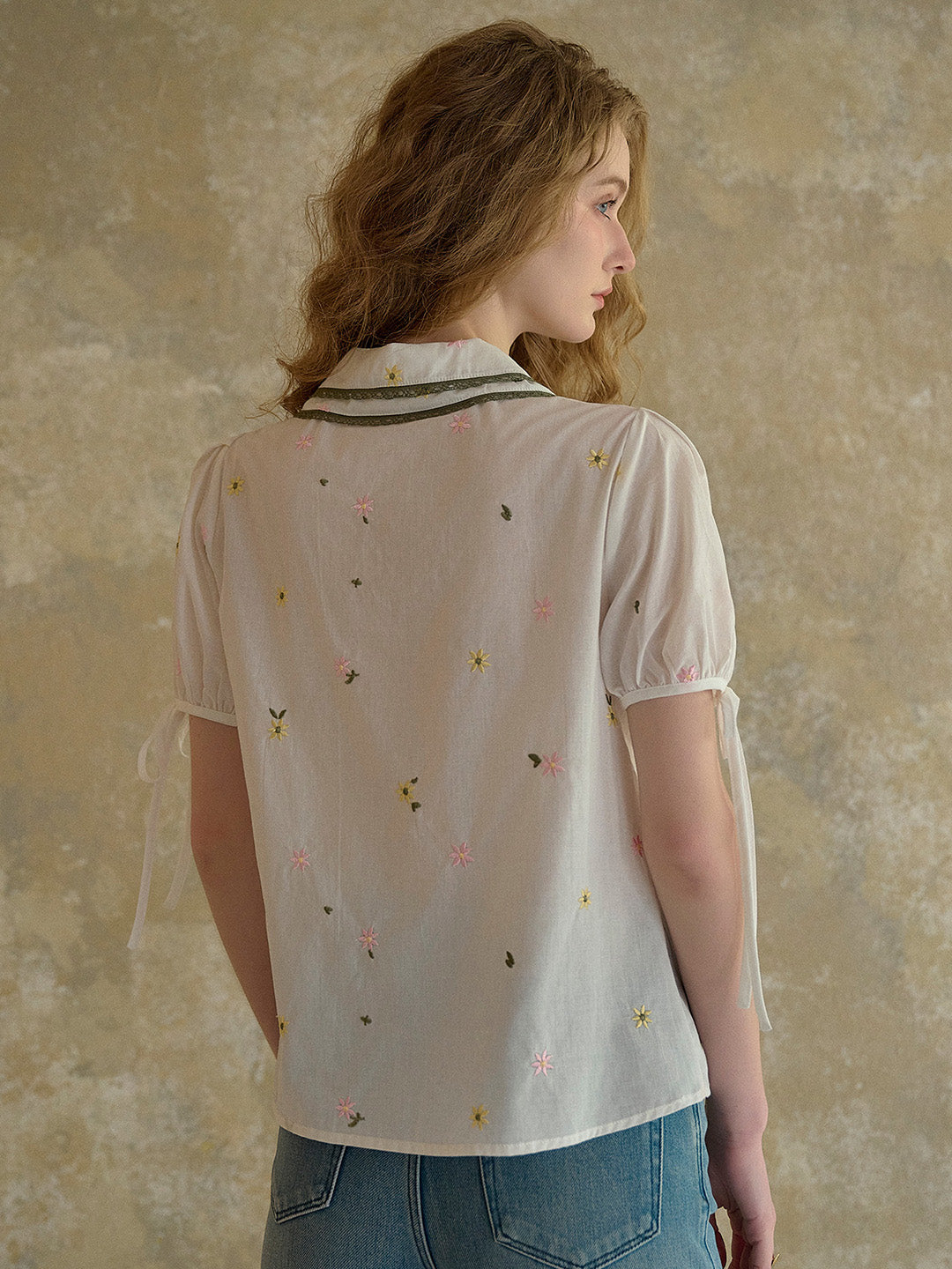 【Final Sale】Hazel Double Collar Floral 100% Cotton Blouse