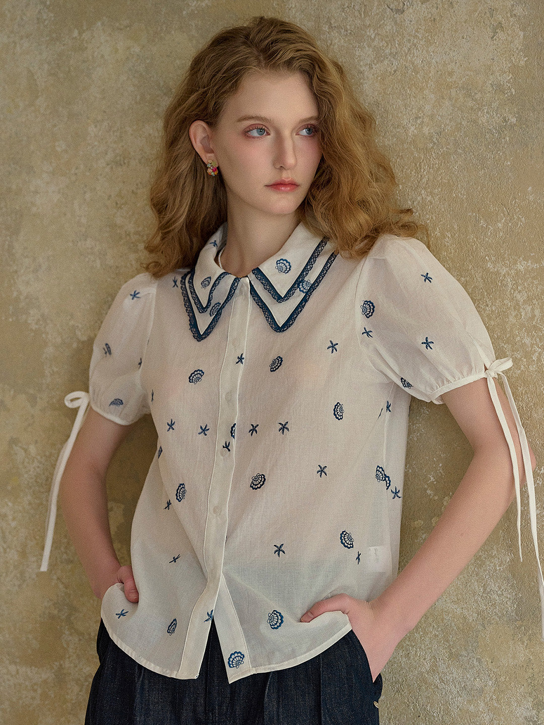 【Final Sale】Amaya Double Collar Stars Blouse