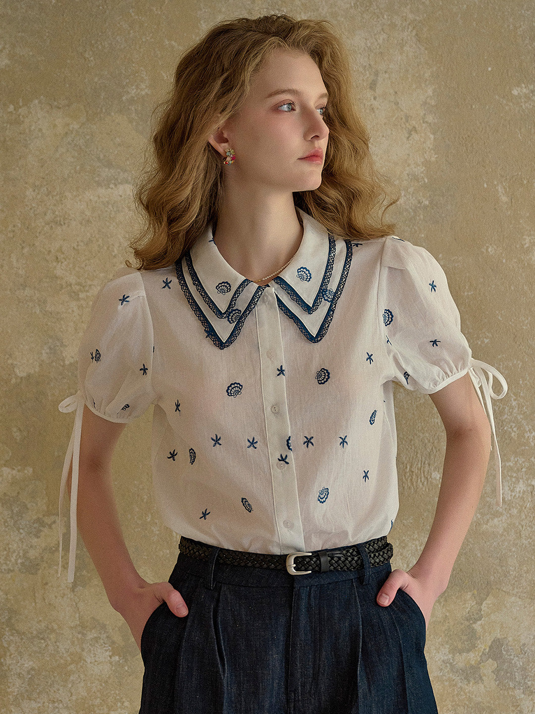 【Final Sale】Amaya Double Collar Stars Blouse