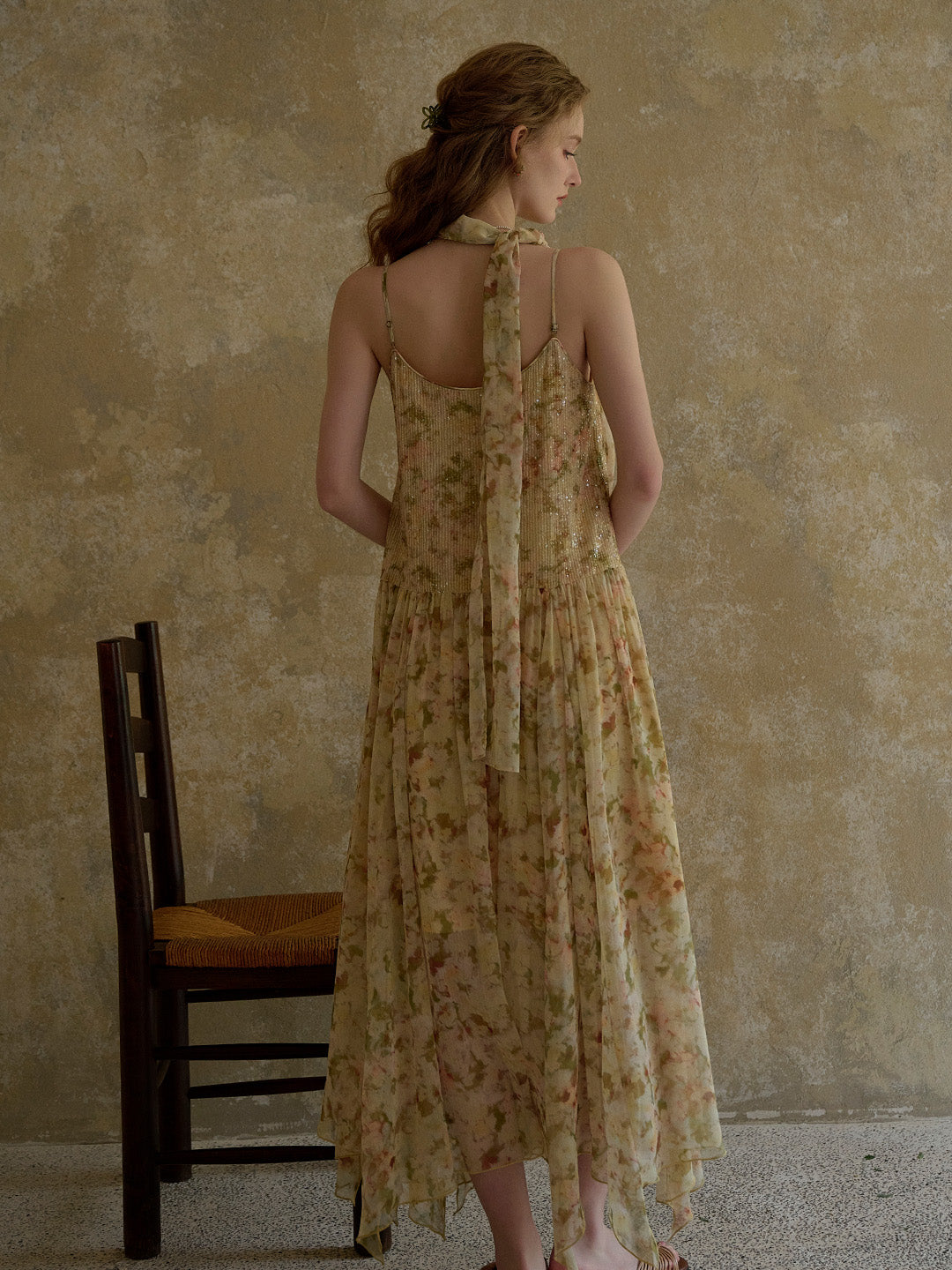Ariadne Antique Floral Suspender Dress