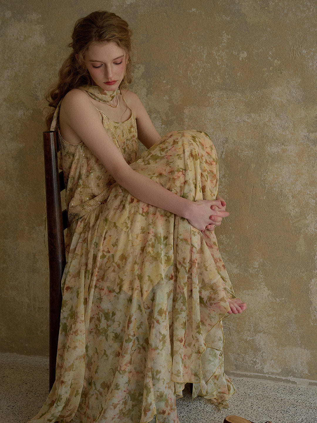 Ariadne Antique Floral Suspender Dress