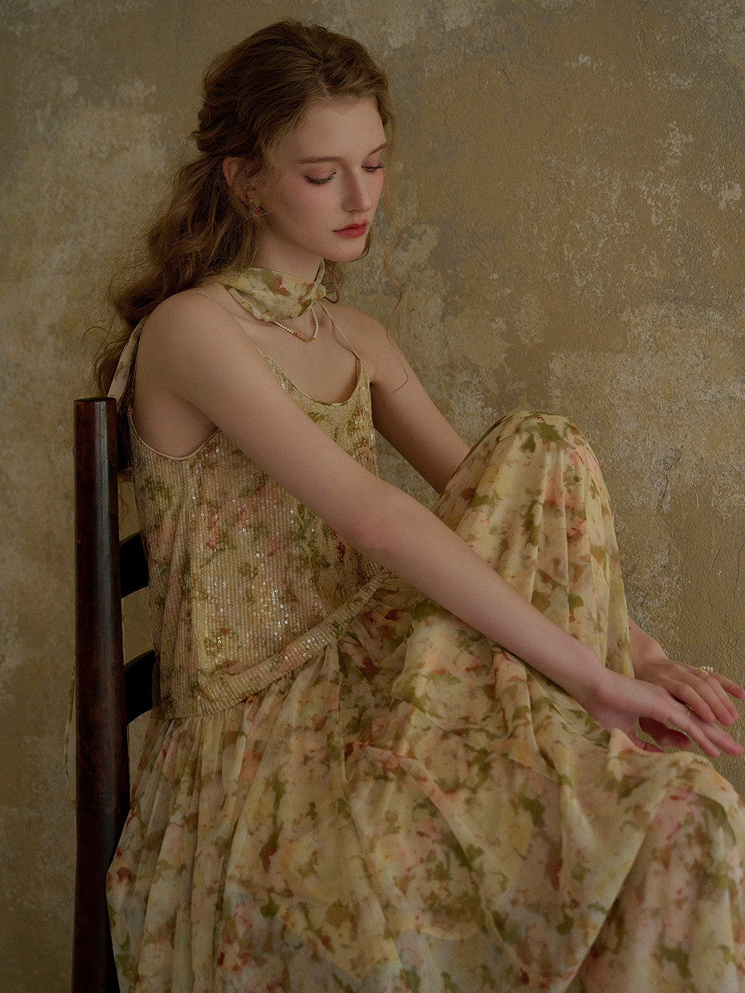Ariadne Antique Floral Suspender Dress