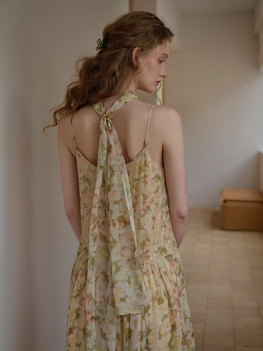 Ariadne Antique Floral Suspender Dress