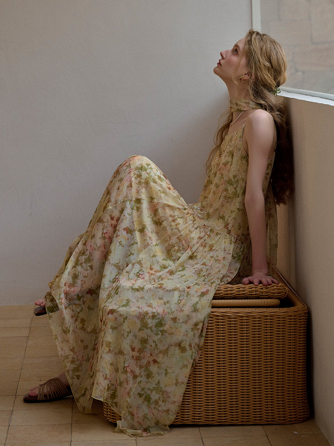 Ariadne Antique Floral Suspender Dress