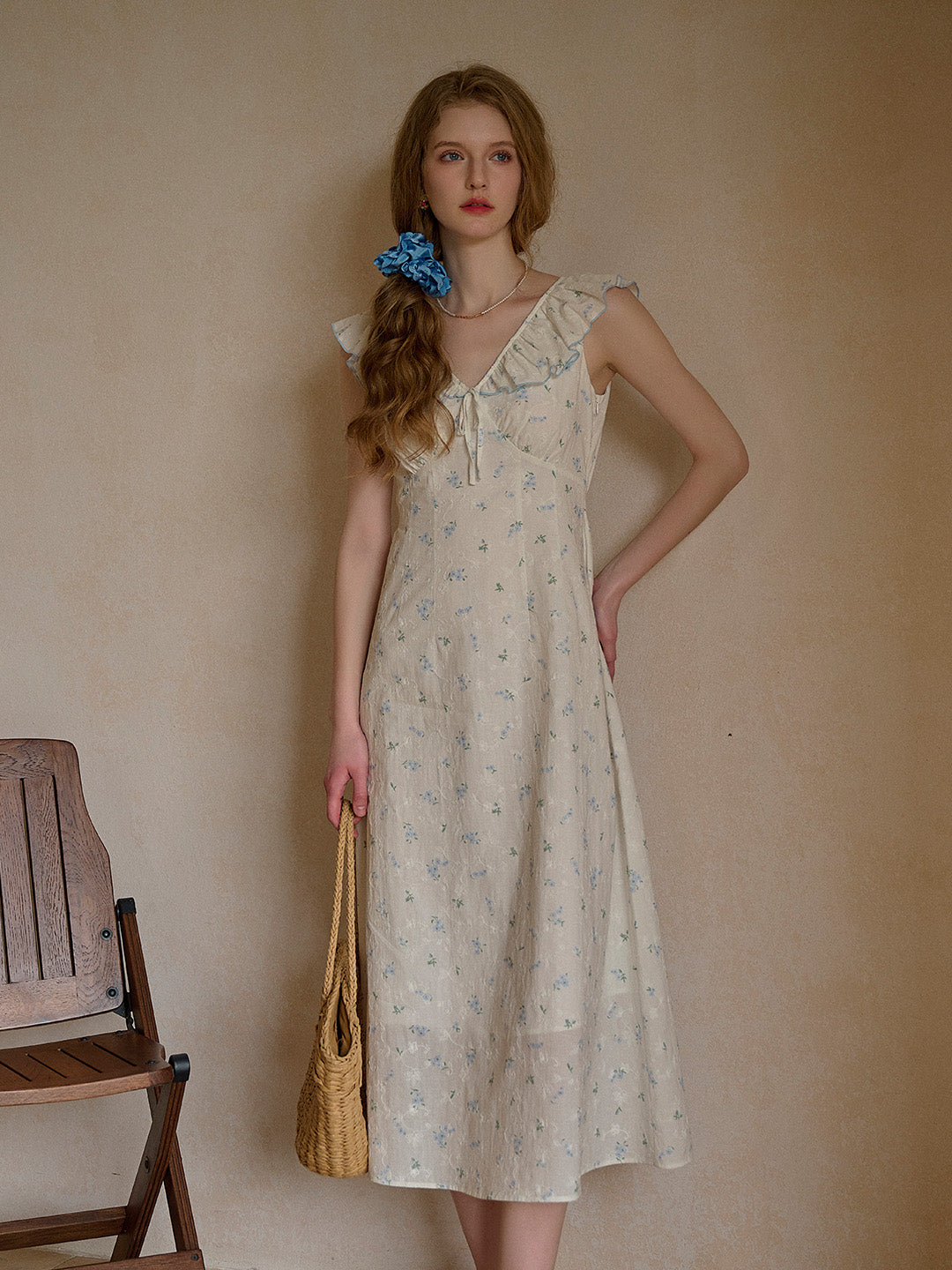 Zaylee V-Neck Tie 100% Cotton Dress