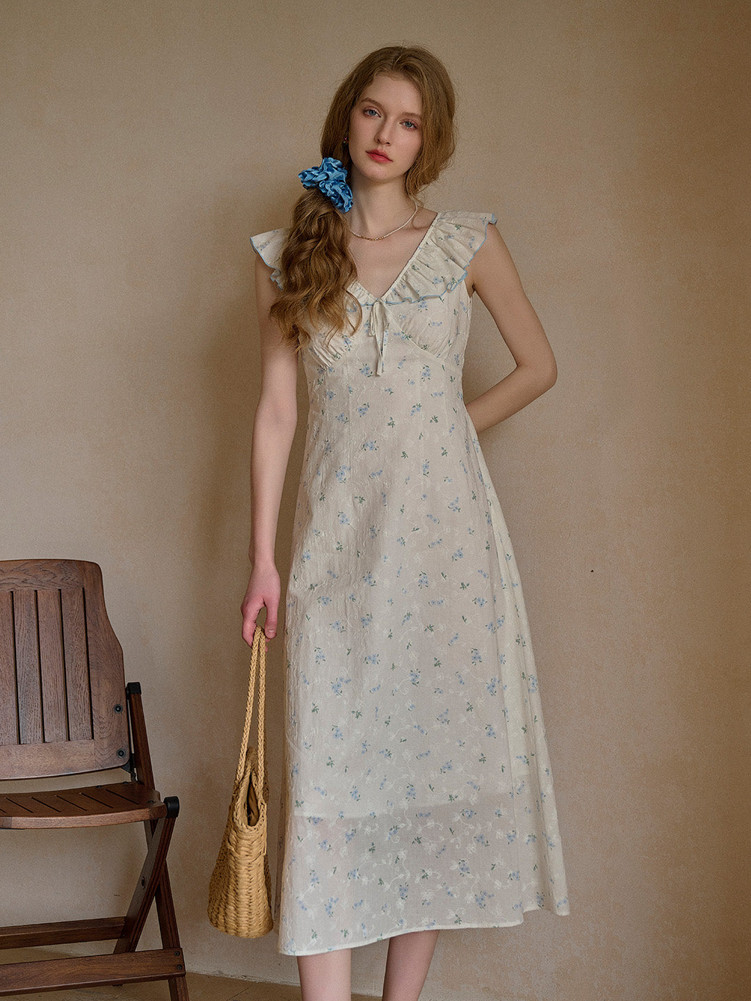 Zaylee V-Neck Tie 100% Cotton Dress