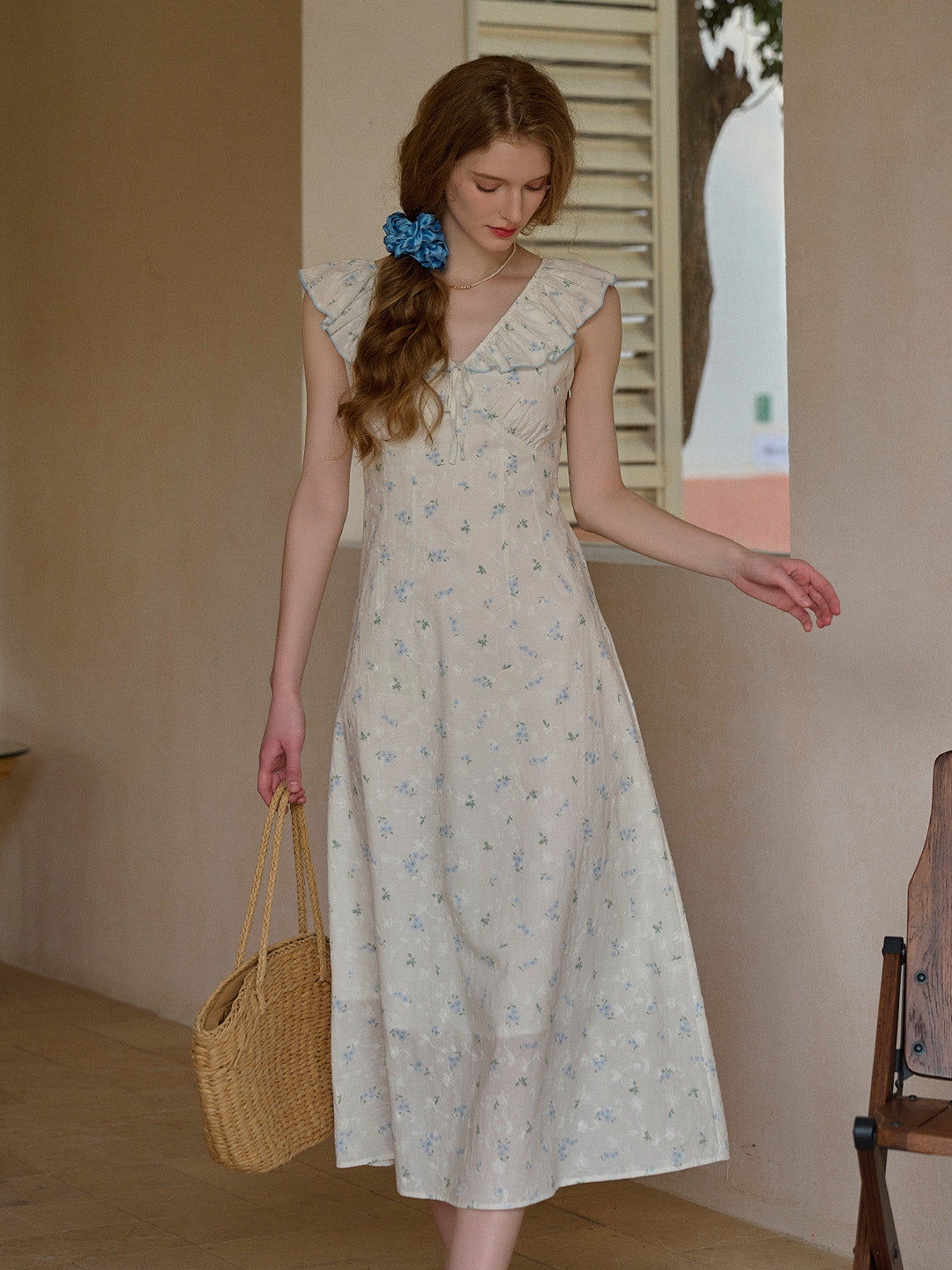 Zaylee V-Neck Tie 100% Cotton Dress