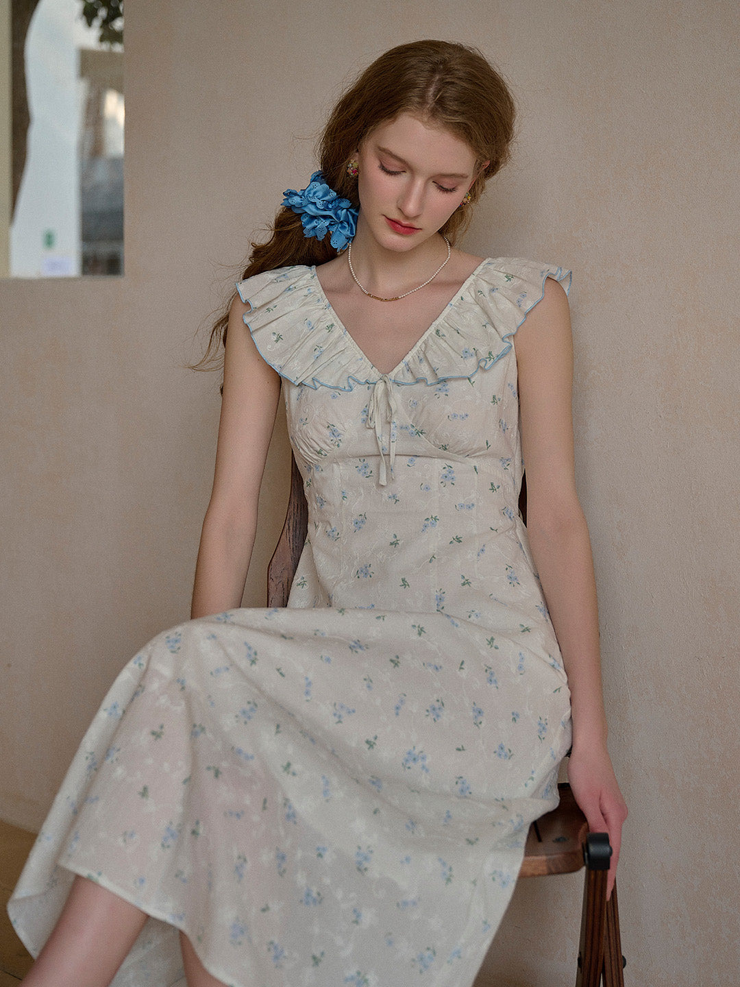 Zaylee V-Neck Tie 100% Cotton Dress